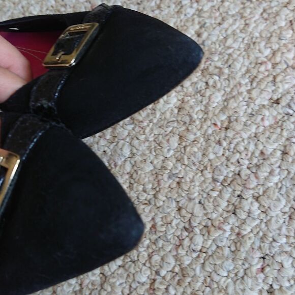 kate spade gold buckle suede leather slingback pump size 7.5B - Picture 7 of 13